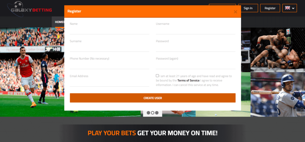 Step-by-step guide for the registration process in Glxwin Galaxy Betting